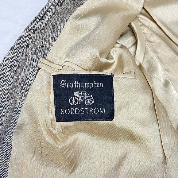 Vintage Southampton USA Tweed Stripe 100% Silk Suit Blazer Jacket Gold Black 44L - Picture 10 of 12